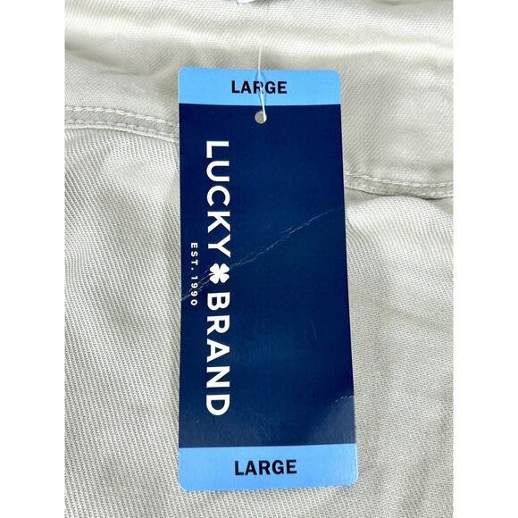 New Lucky Brand Shacket Shirt Jacket Large Oatmeal Button Up Long Sleeve NWT - Picture 10 of 15